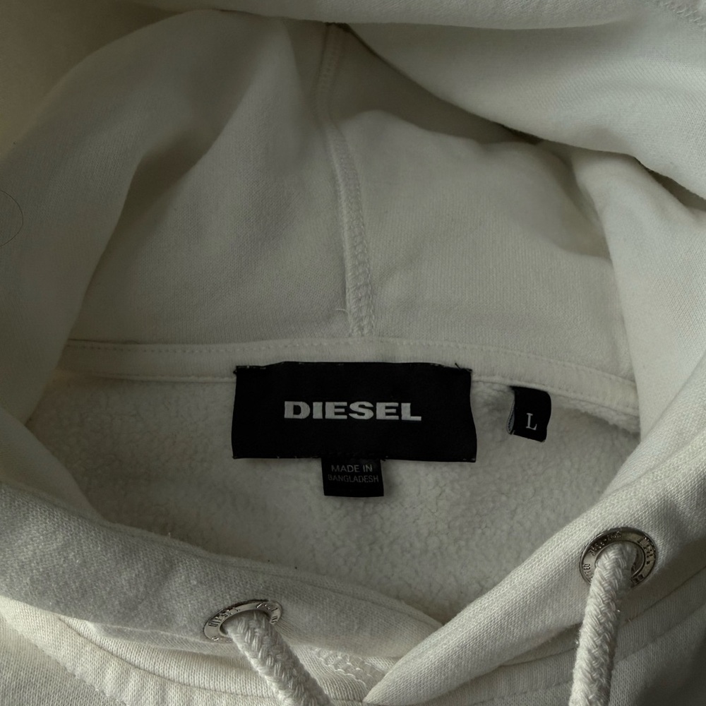 Diesel White Hoodie with Black Logo - Picture 11 of 12